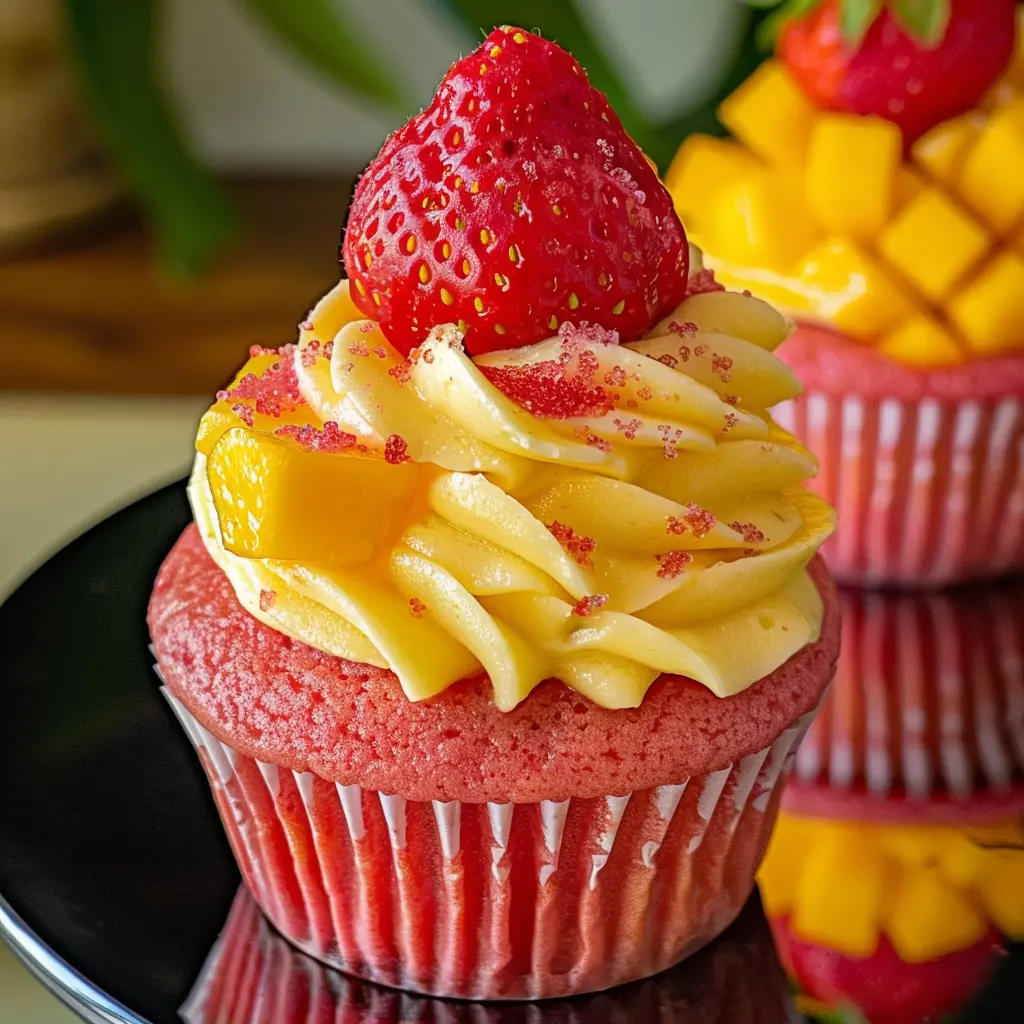 Strawberry Mango Margarita Cupcakes