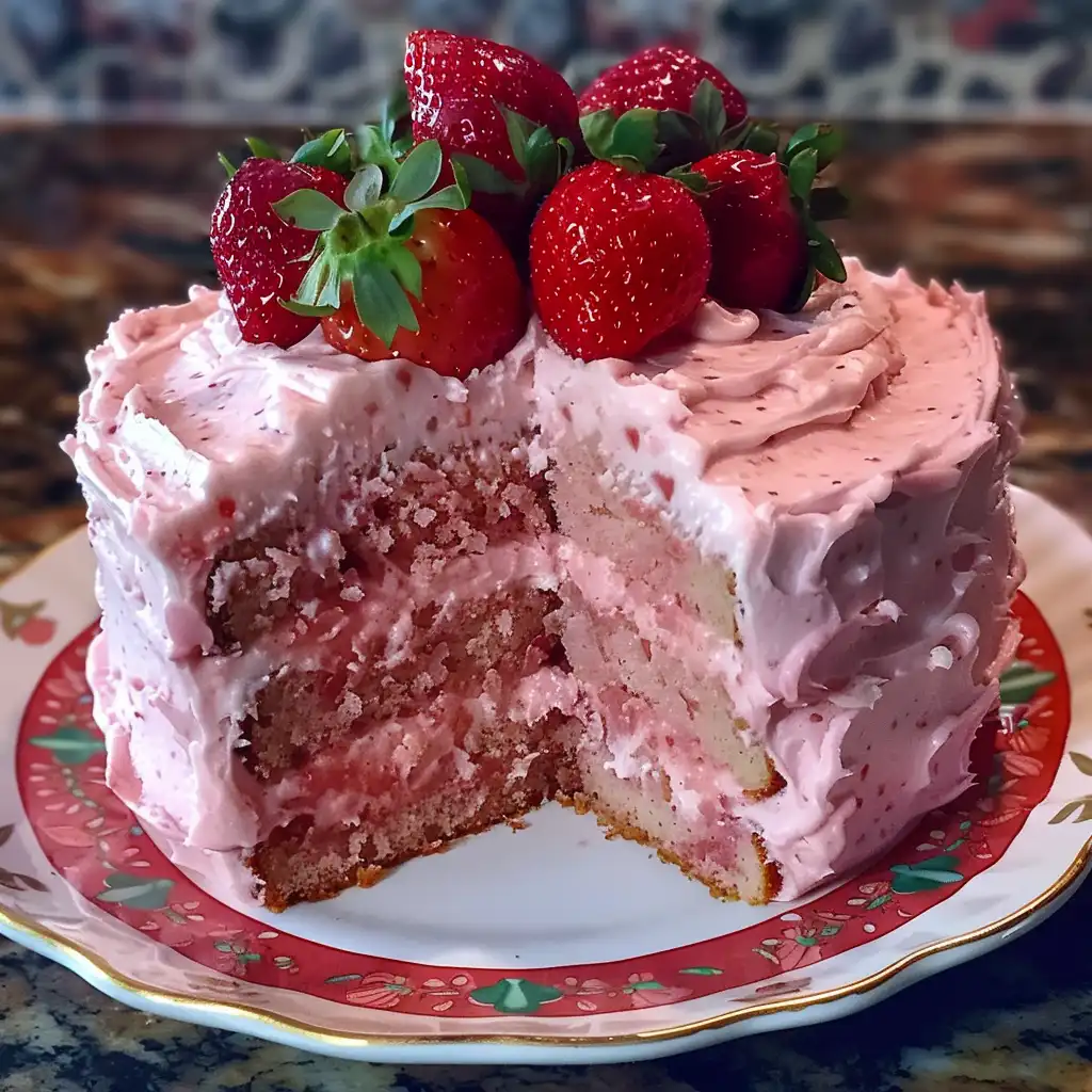 Strawberry Cake With Frosting