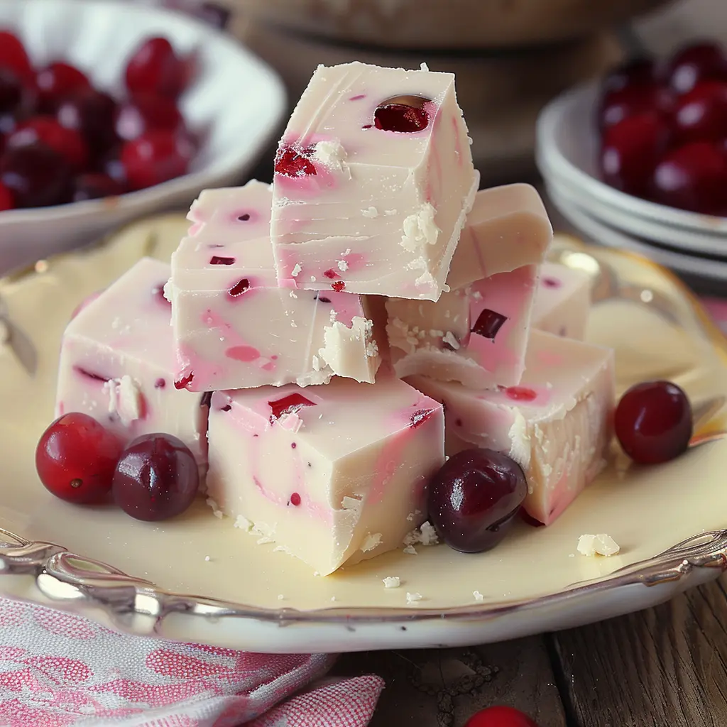 White Chocolate Cherry Fudge